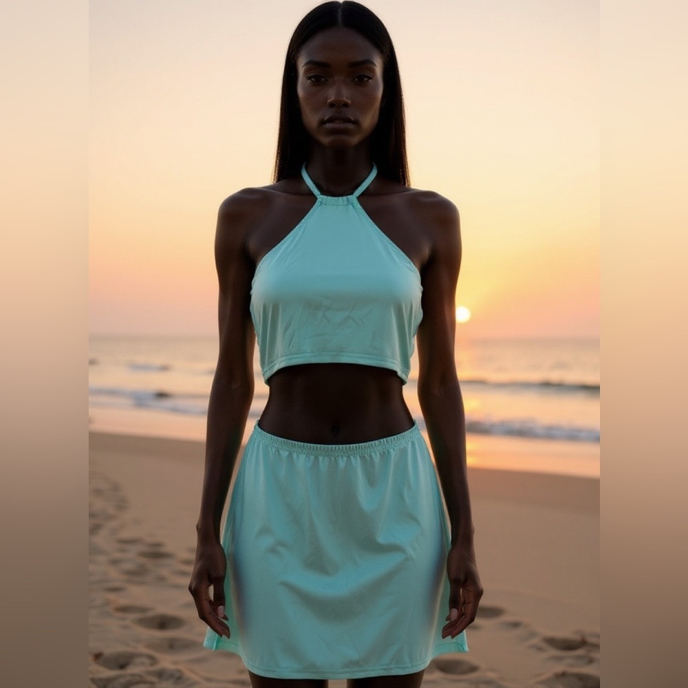 SHEIN Light Blue Maxi Skirt Set